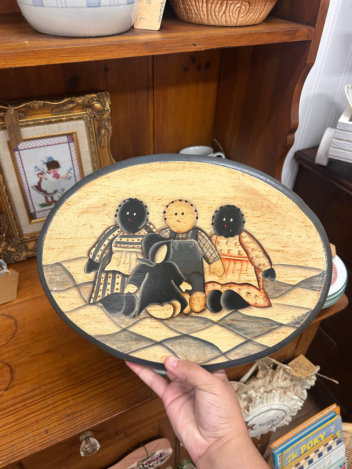 Vintage Americana Folk Art Wall Plaque
