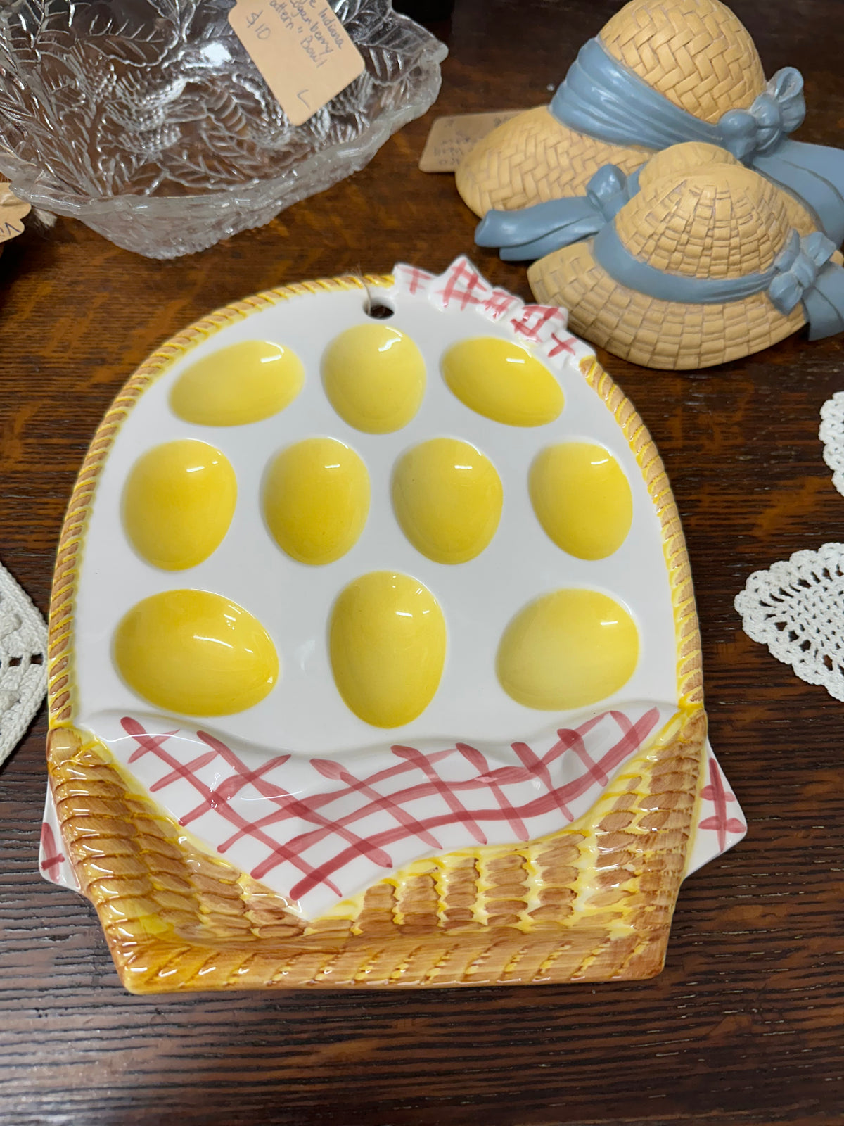 Vintage Lefton Hand Painted Deviled Egg Plate