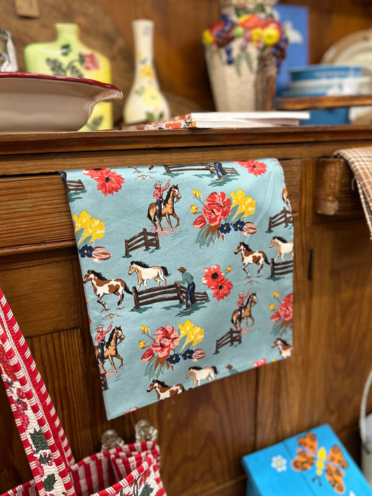 Turquoise Floral Table Runner