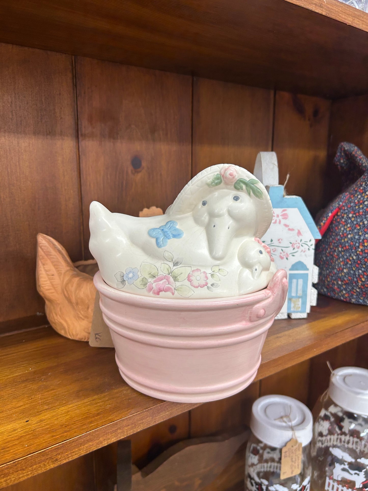 Vintage Pfaltzgraft Tea Rose Duck Butter Keeper W/ Lid