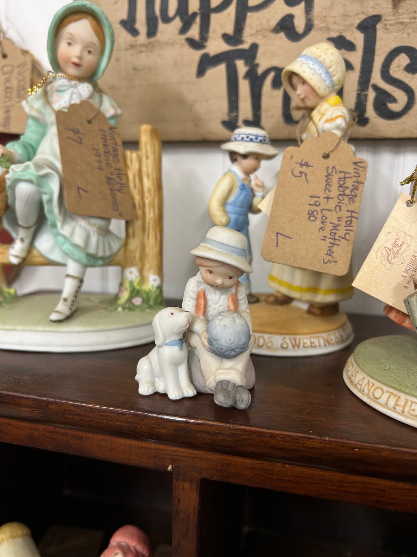 Vintage Holly Hobbie - Boy, dog, & Ball