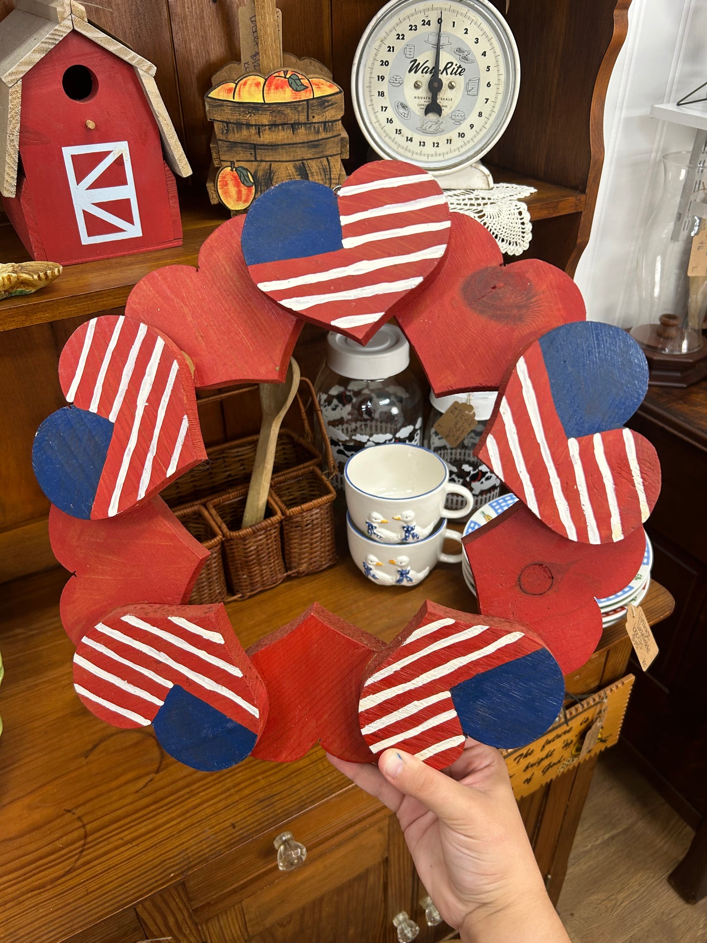 Vintage Flag/Watermelon Wooden Reversible Wreath