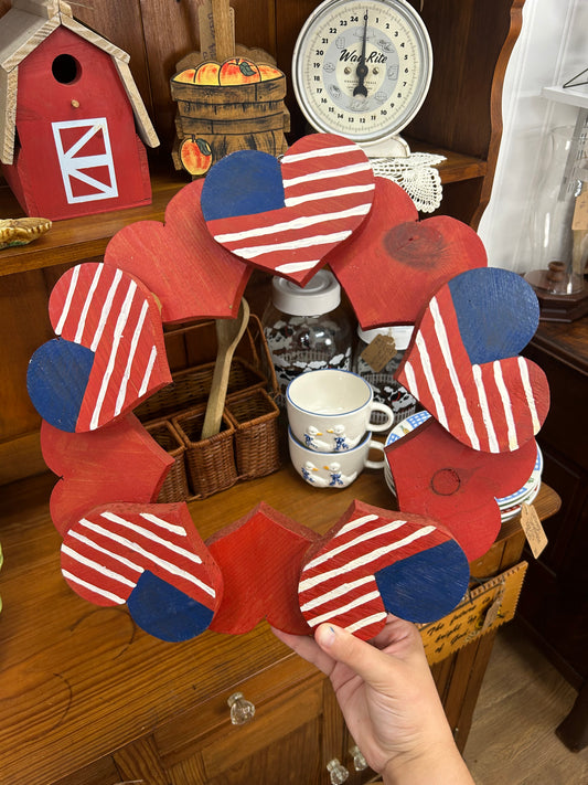 Vintage Flag/Watermelon Wooden Reversible Wreath