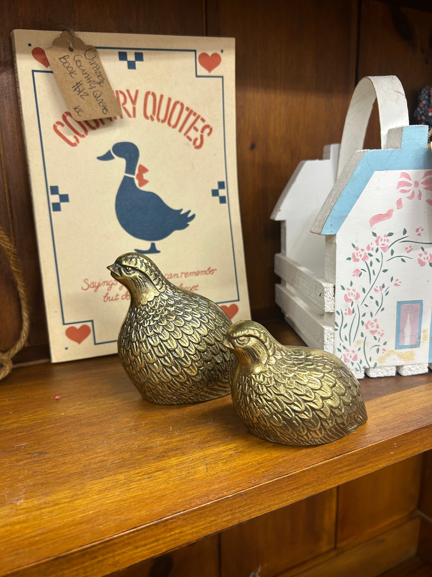 Vintage Set Of Brass Quail