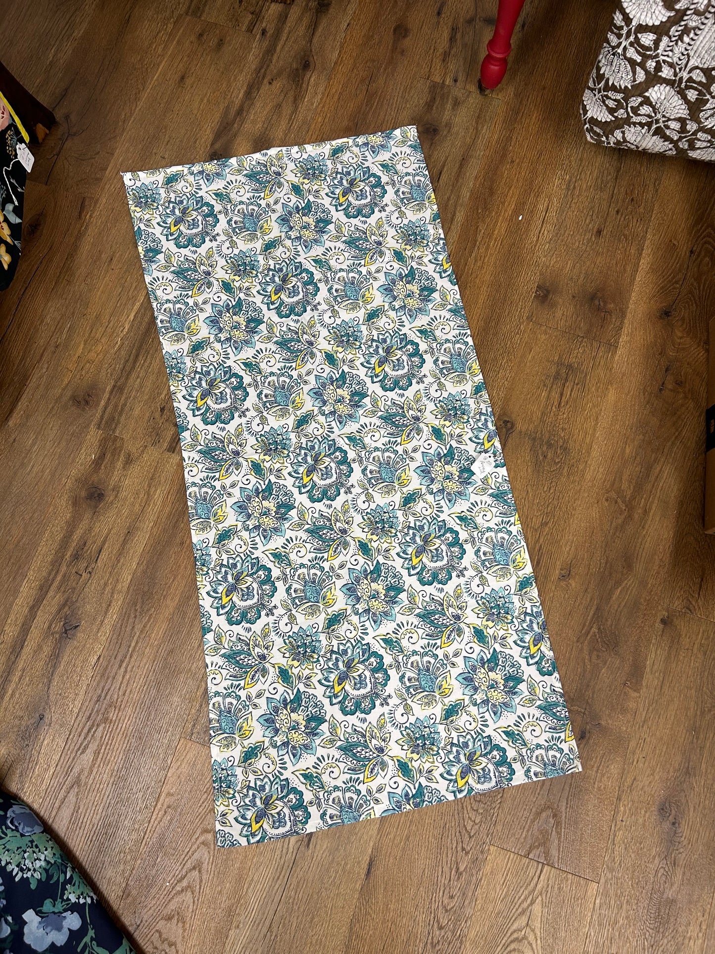 Turquoise & Yellow Table Topper Made By My 96 Y/O Meme