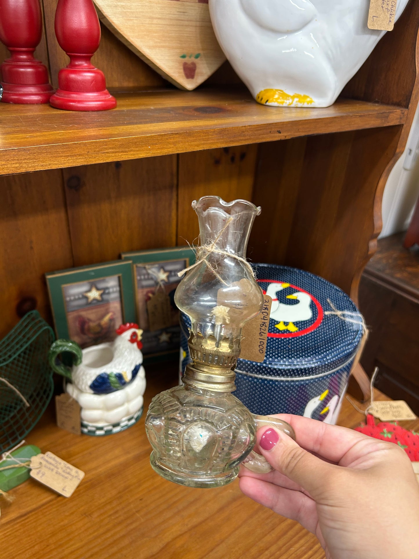 Vintage Pressed Glass Miniature Oil Lamp