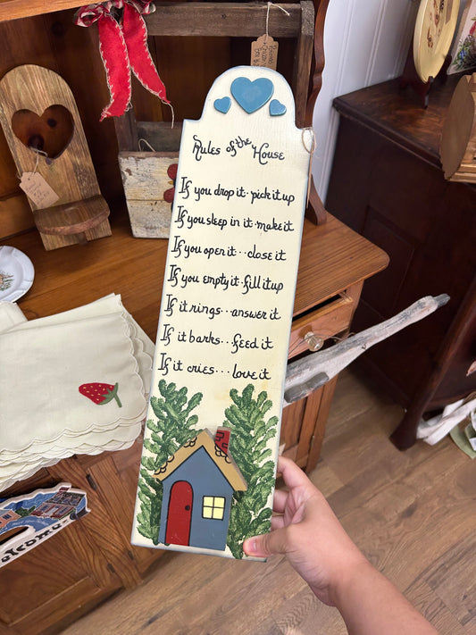 Vintage “Rules Of The House” Wall Decor