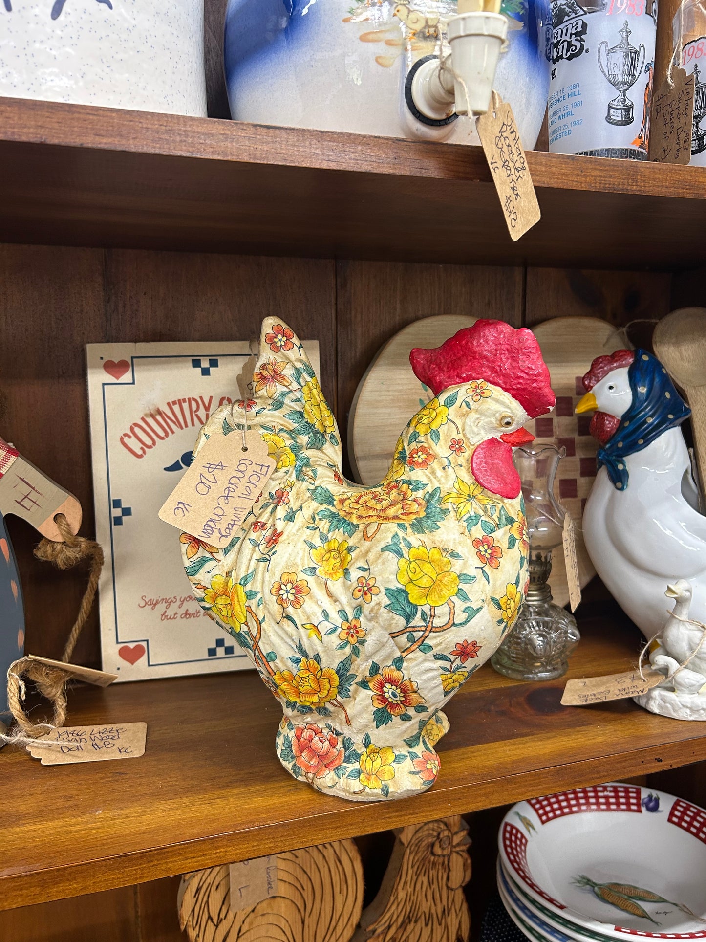 Vintage Floral Concrete Chicken - Local Pickup Only - As Is See Pictures