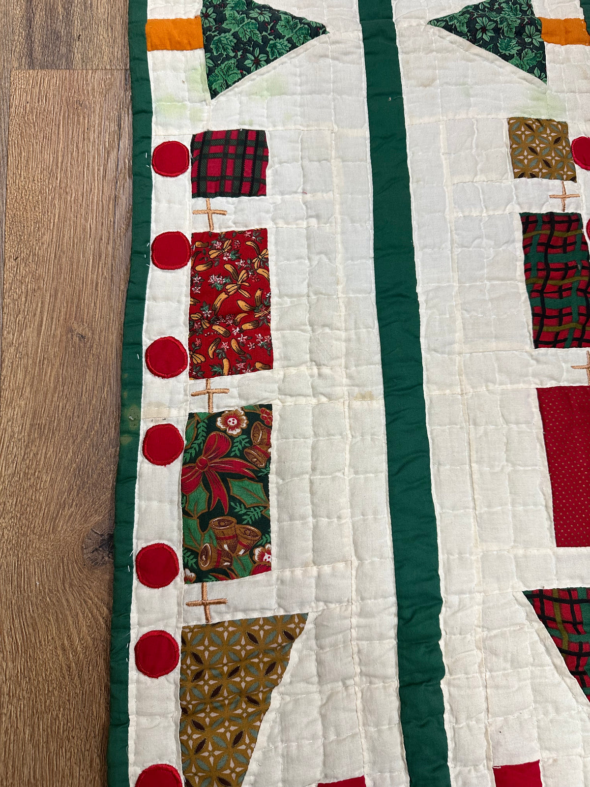 Vintage Quilted Christmas Table Runner - As Is