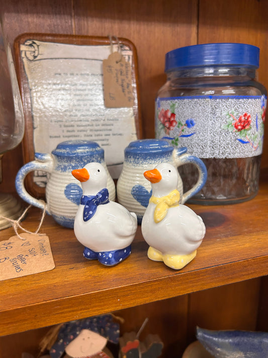 Vintage Geese Salt & Pepper Shakers - With Stoppers