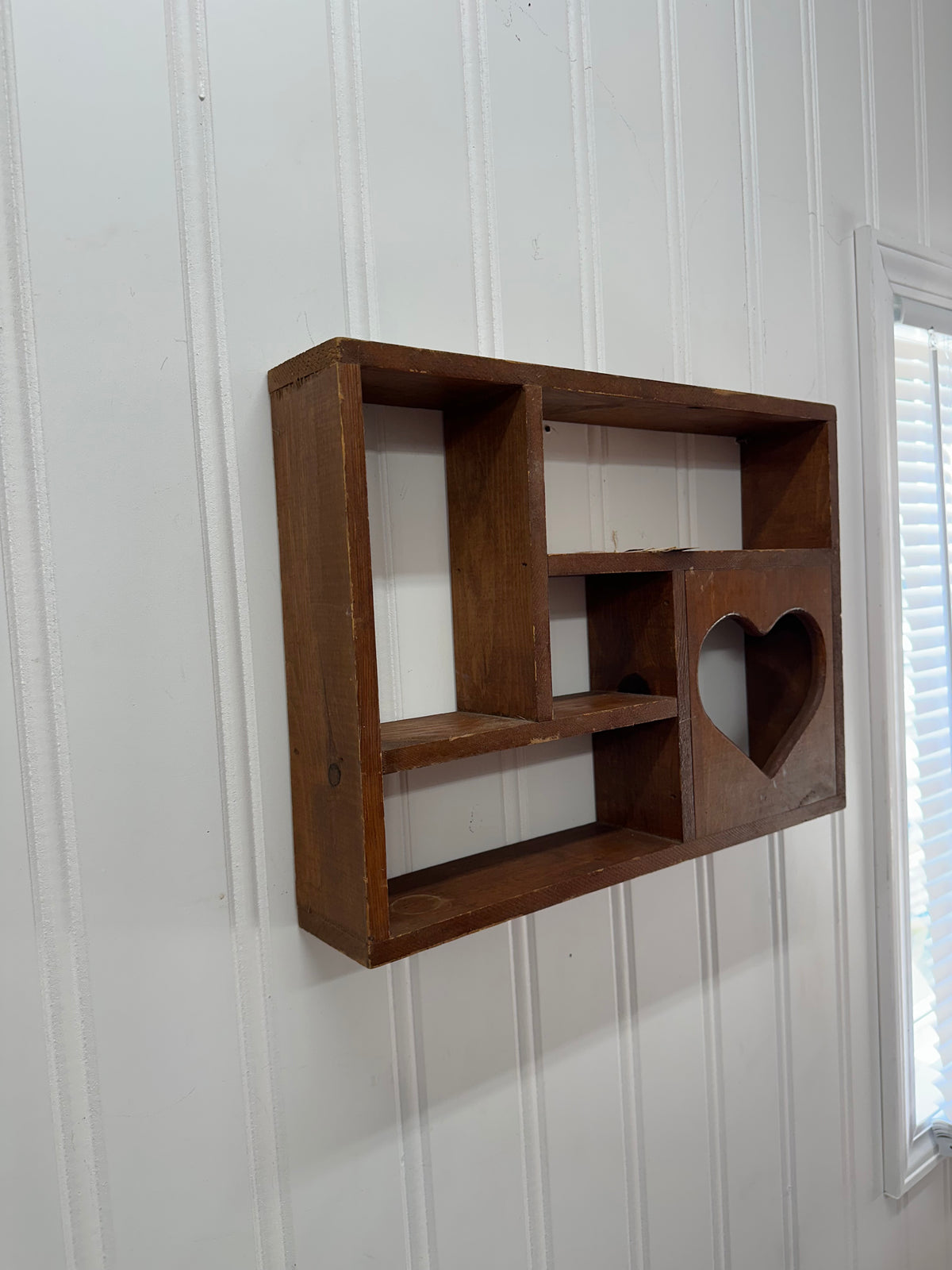 Vintage Wooden Heart Trinket Shelf - Approx. 18” x 13”