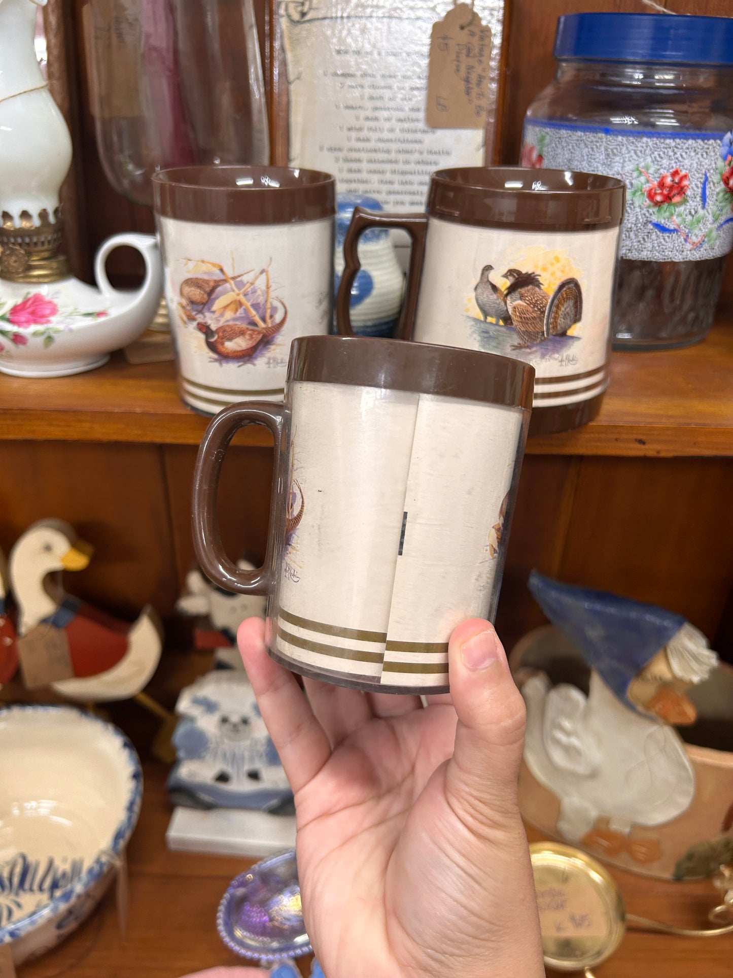 Vintage Thermo Serve Pheasant Mug Set Of 3