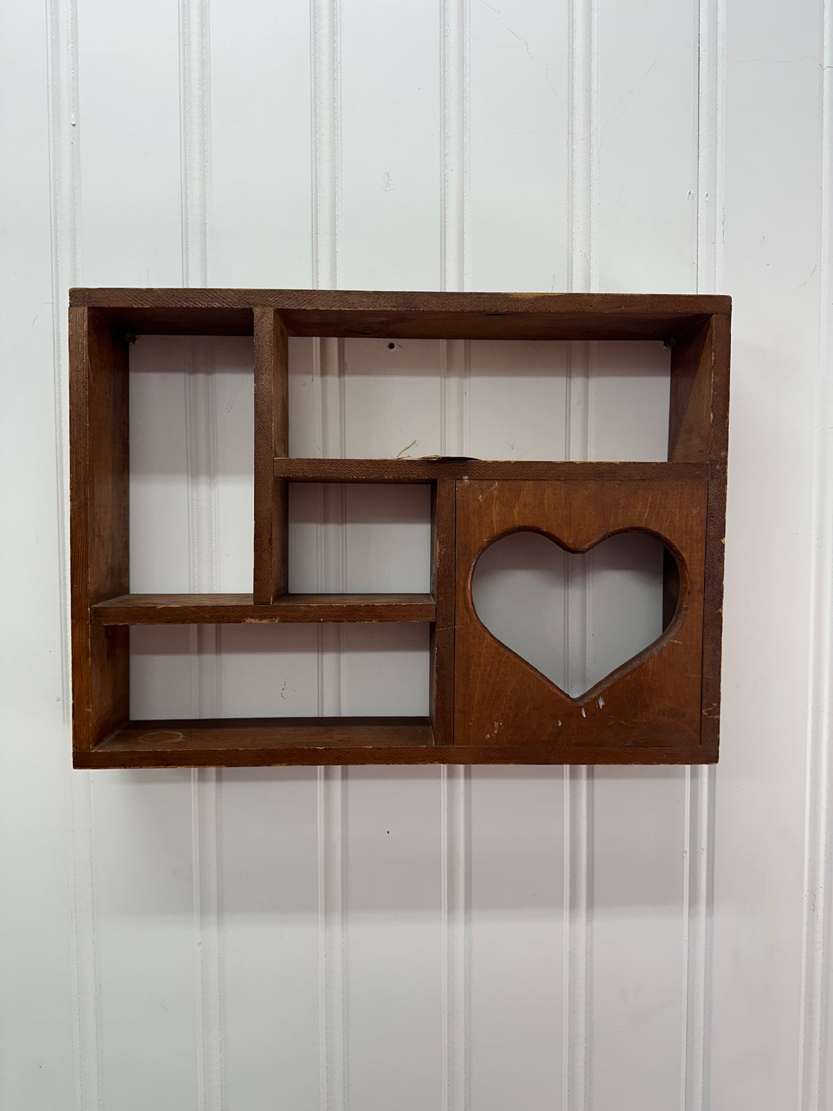 Vintage Wooden Heart Trinket Shelf - Approx. 18” x 13”
