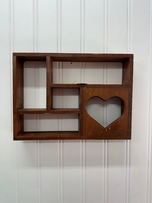 Vintage Wooden Heart Trinket Shelf - Approx. 18” x 13”