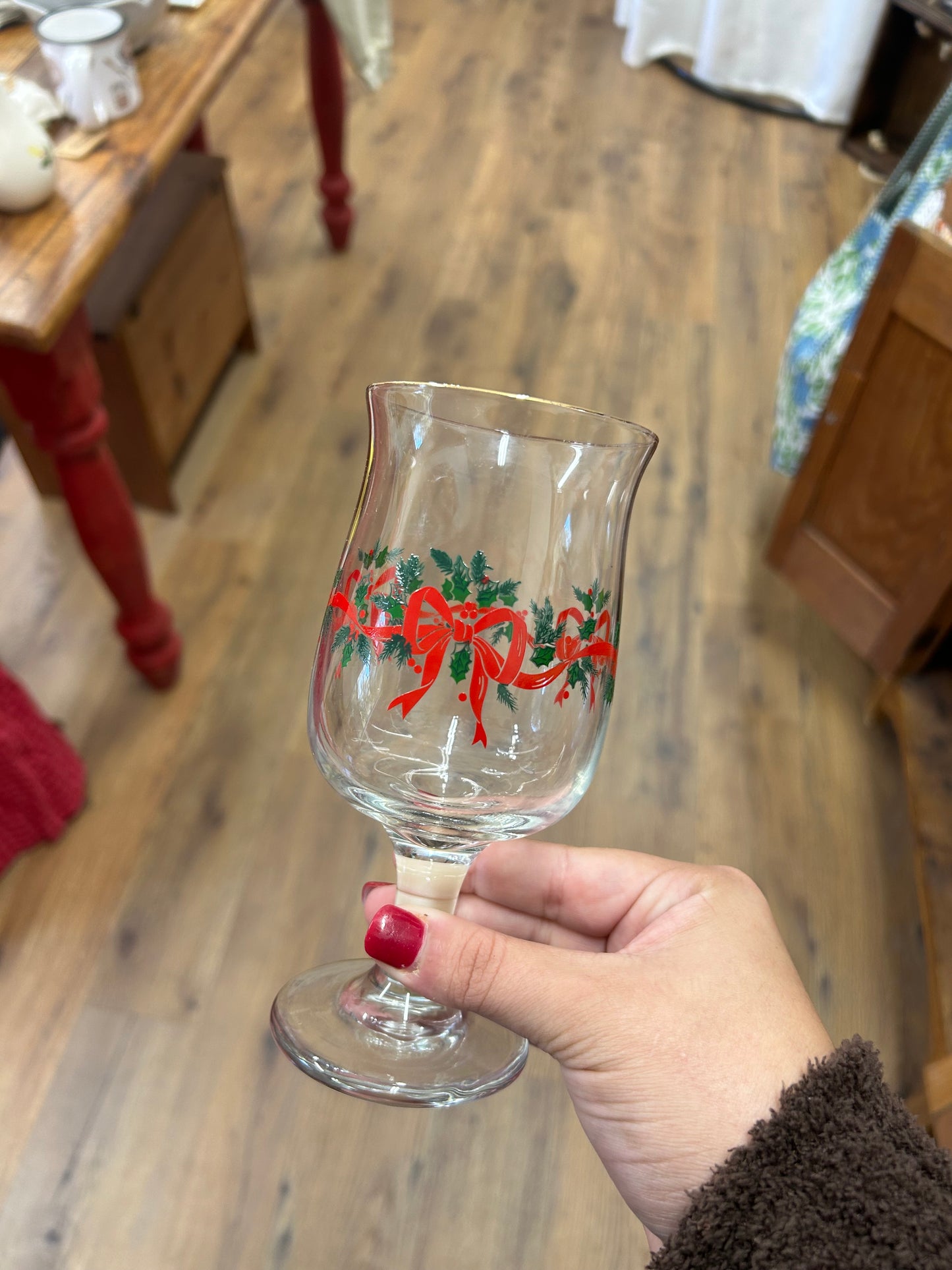 80s Libbey Holly Stemmed Glasses With Gold Rim - Set Of 8