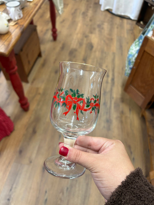 80s Libbey Holly Stemmed Glasses With Gold Rim - Set Of 8