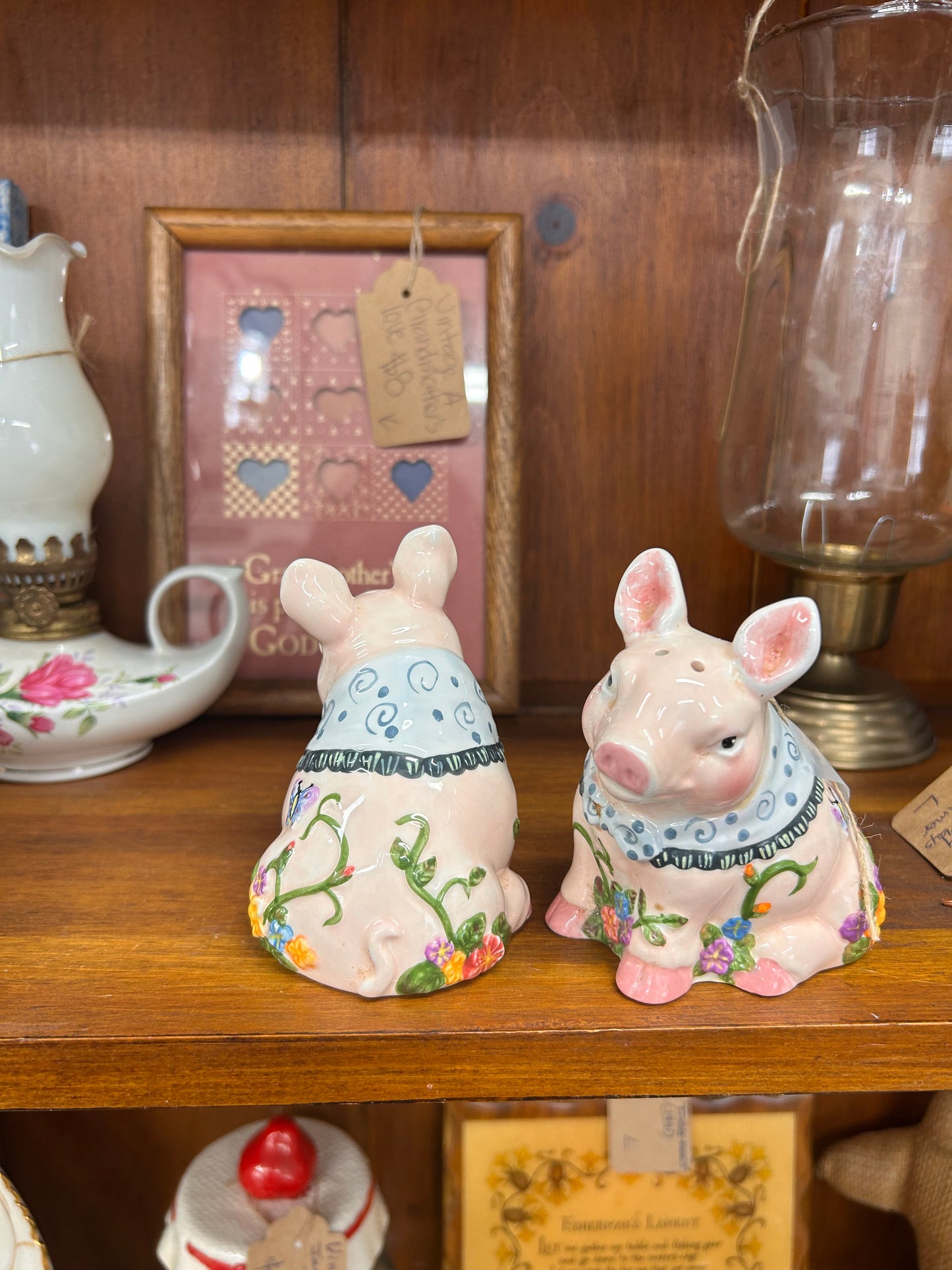 Vintage Floral Pig Salt & Pepper Shakers