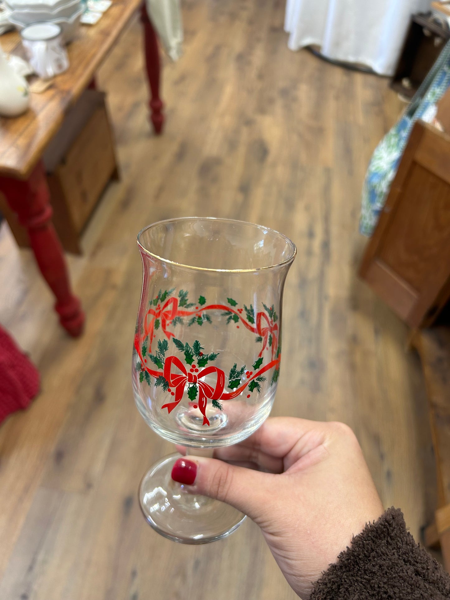 80s Libbey Holly Stemmed Glasses With Gold Rim - Set Of 8