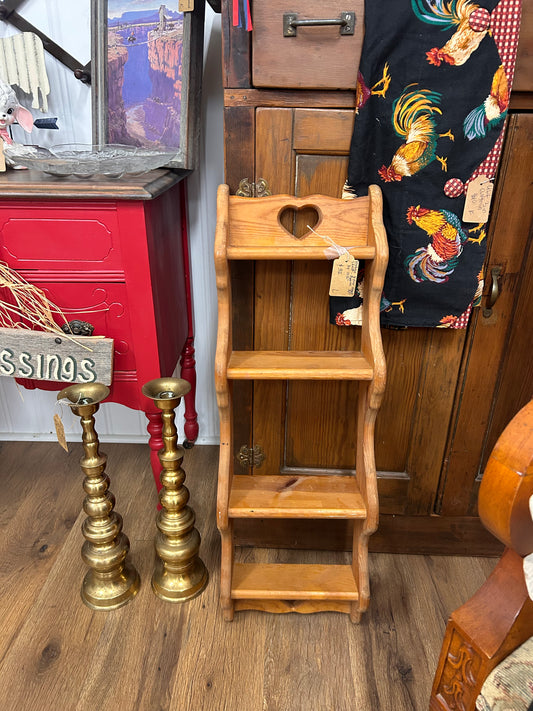 Vintage 4 Tier Heart Shelf - Approx. 32” x 10 1/2” - Local Pickup Only