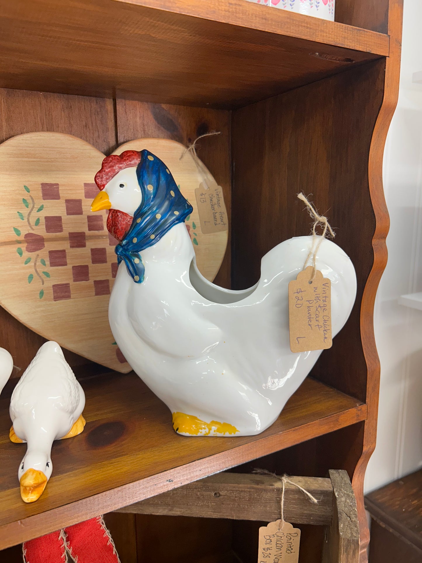 Vintage Chicken With Scarf Planter