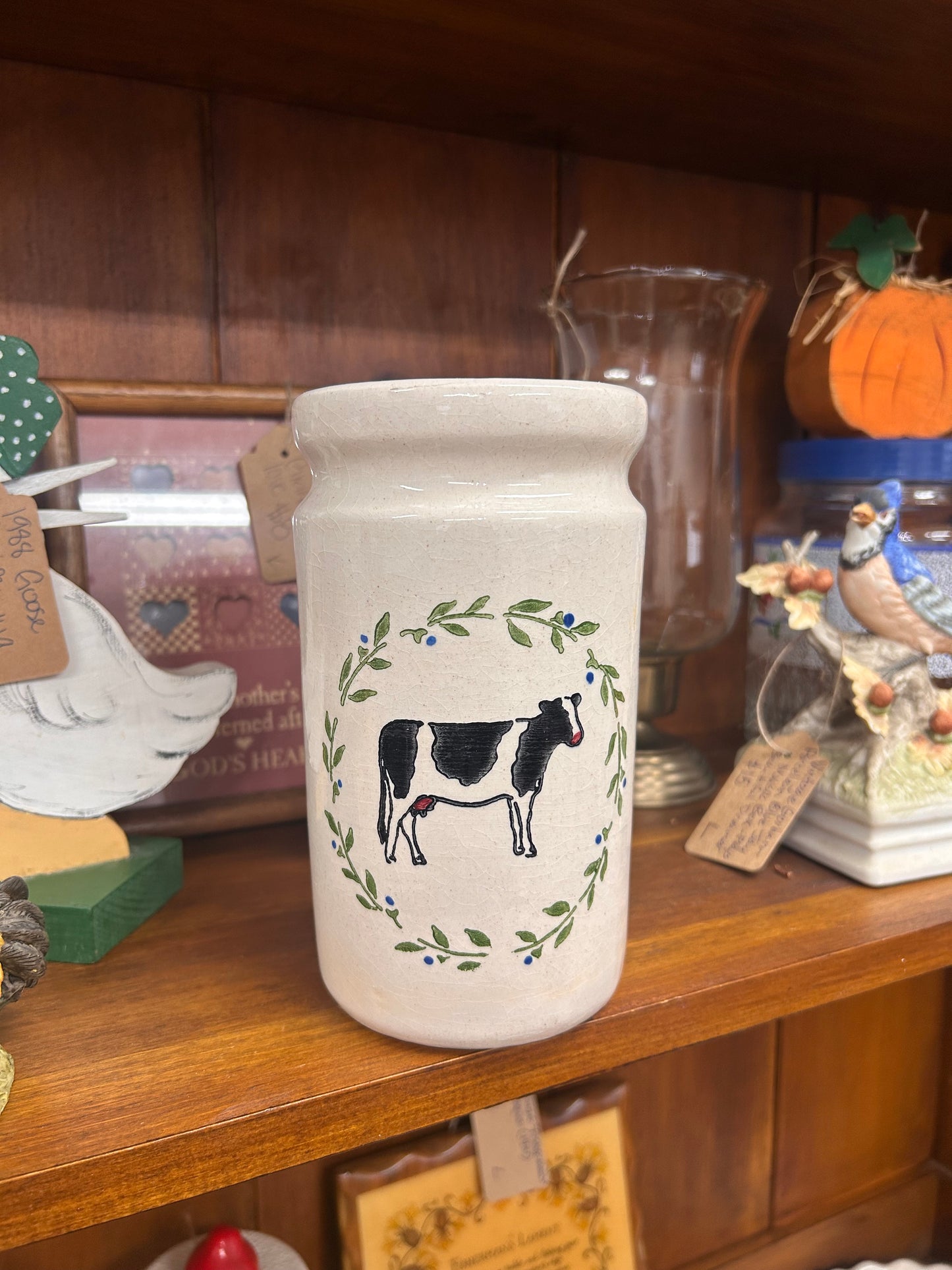 Vintage Crock Shop Pottery Utensil Holder