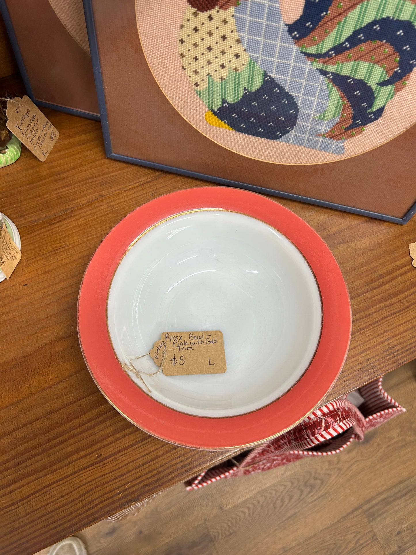 Vintage Pyrex Bowl - Pink With Gold Trim