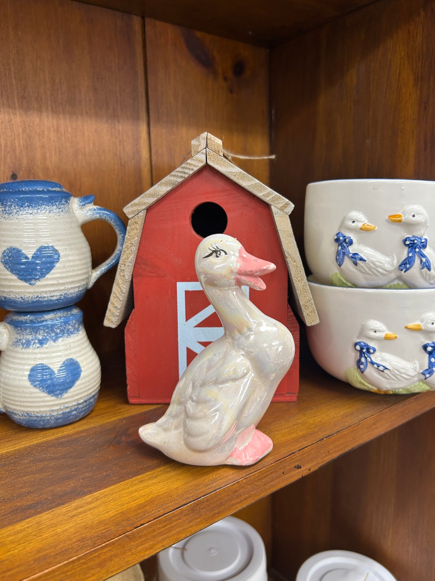 Goose With Pink Figurine