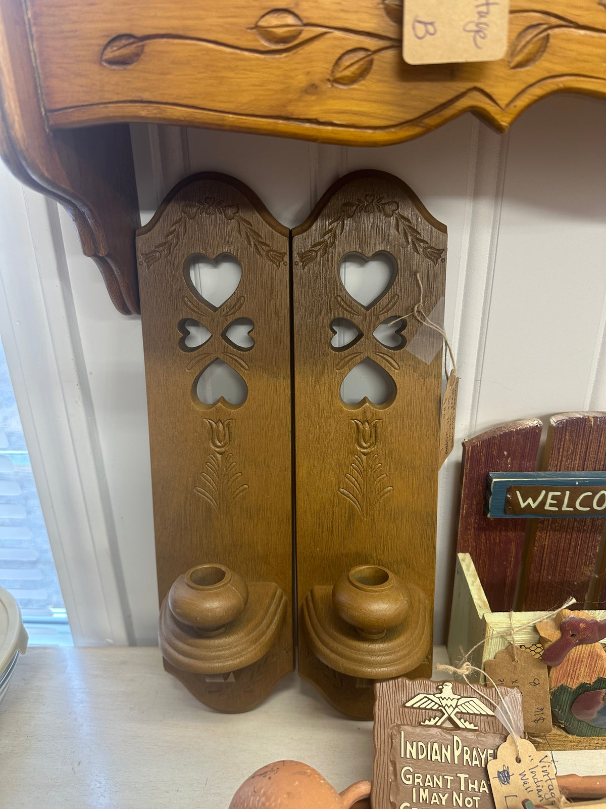 Vintage Burwood Heart Sconces - Set Of 2
