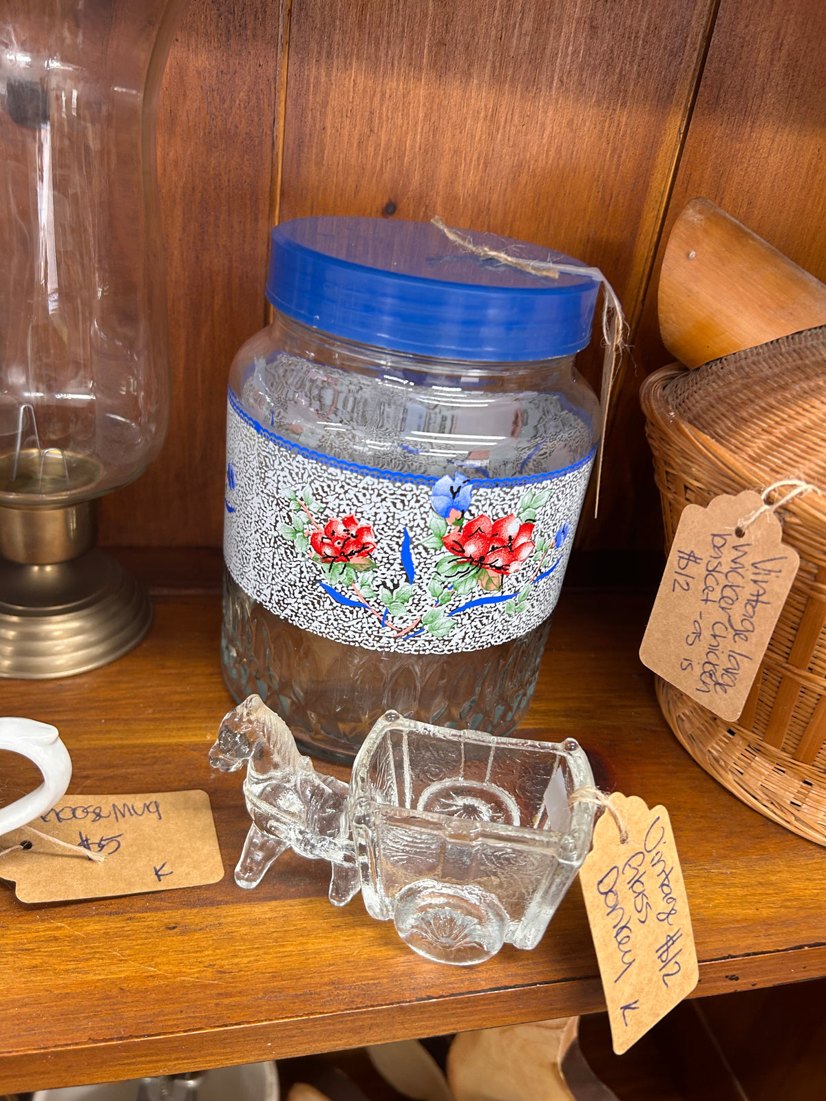 Vintage Glass Donkey & Buggy