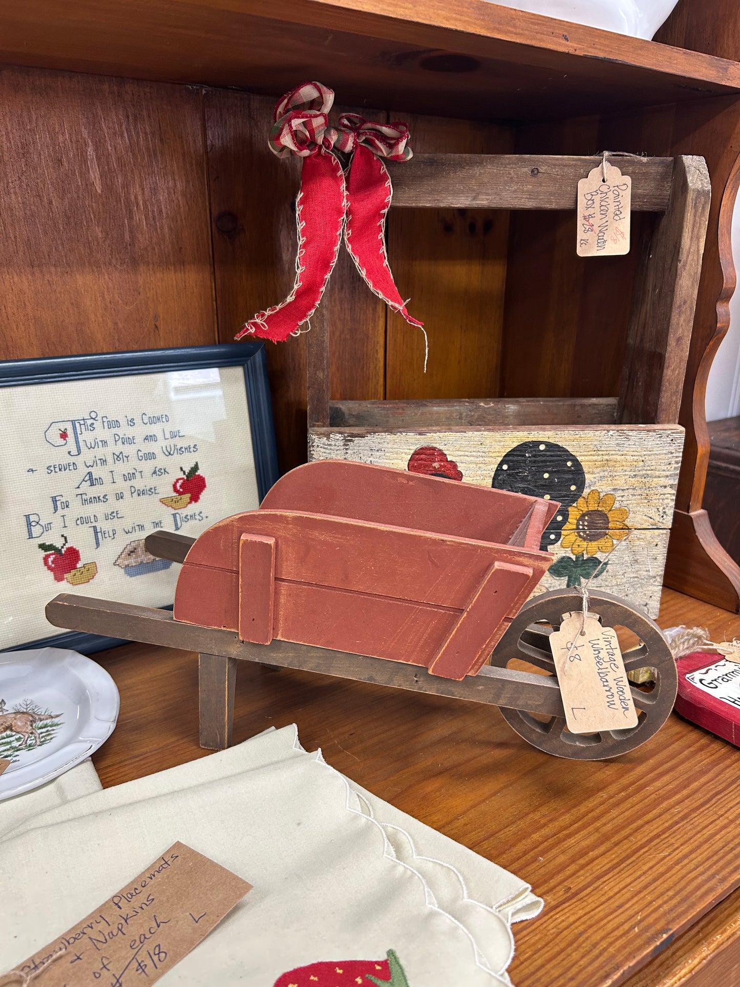 Vintage Wooden Wheelbarrow