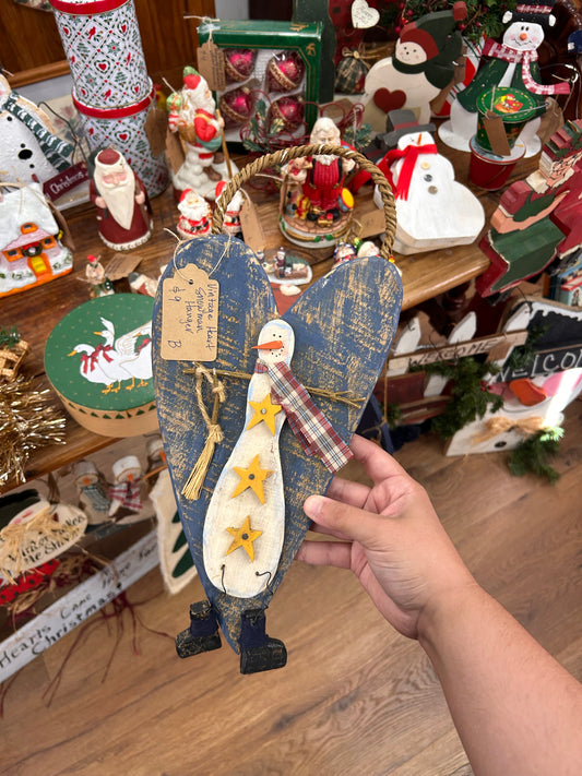 Vintage Heart Snowman Hanger