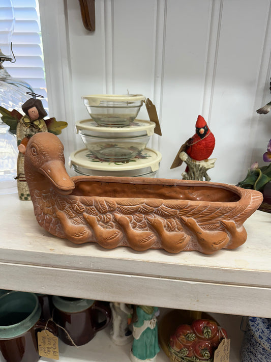 Vintage Terracotta Duck Planter