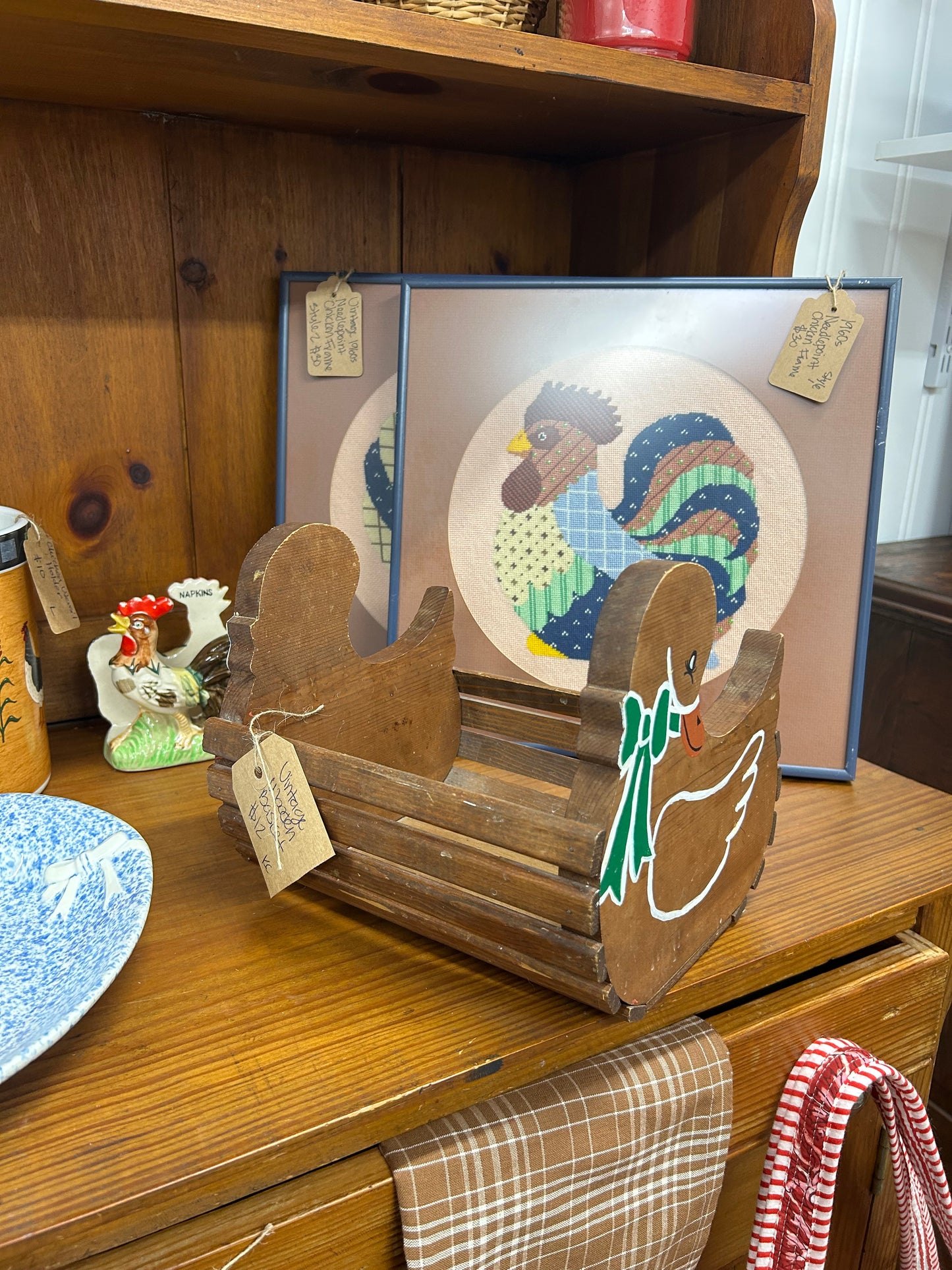 Vintage Wooden Duck Basket