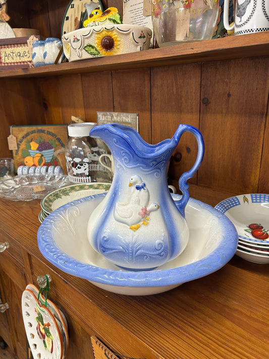 Vintage Goose Pitcher & Bowl - Pick Up In Store Only