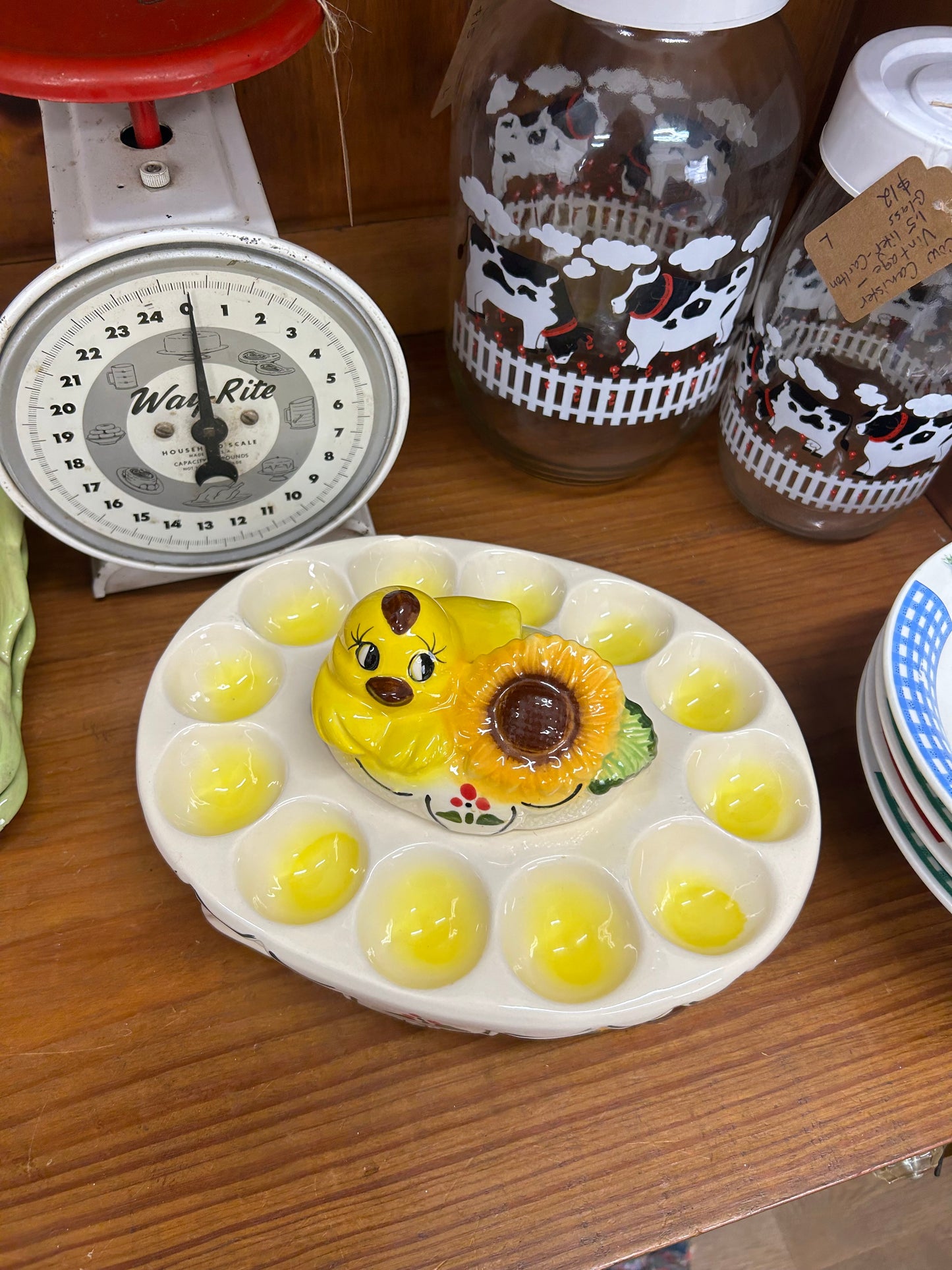 Vintage Deviled Egg Platter - As Is (Tiny Chip On Sunflower!)