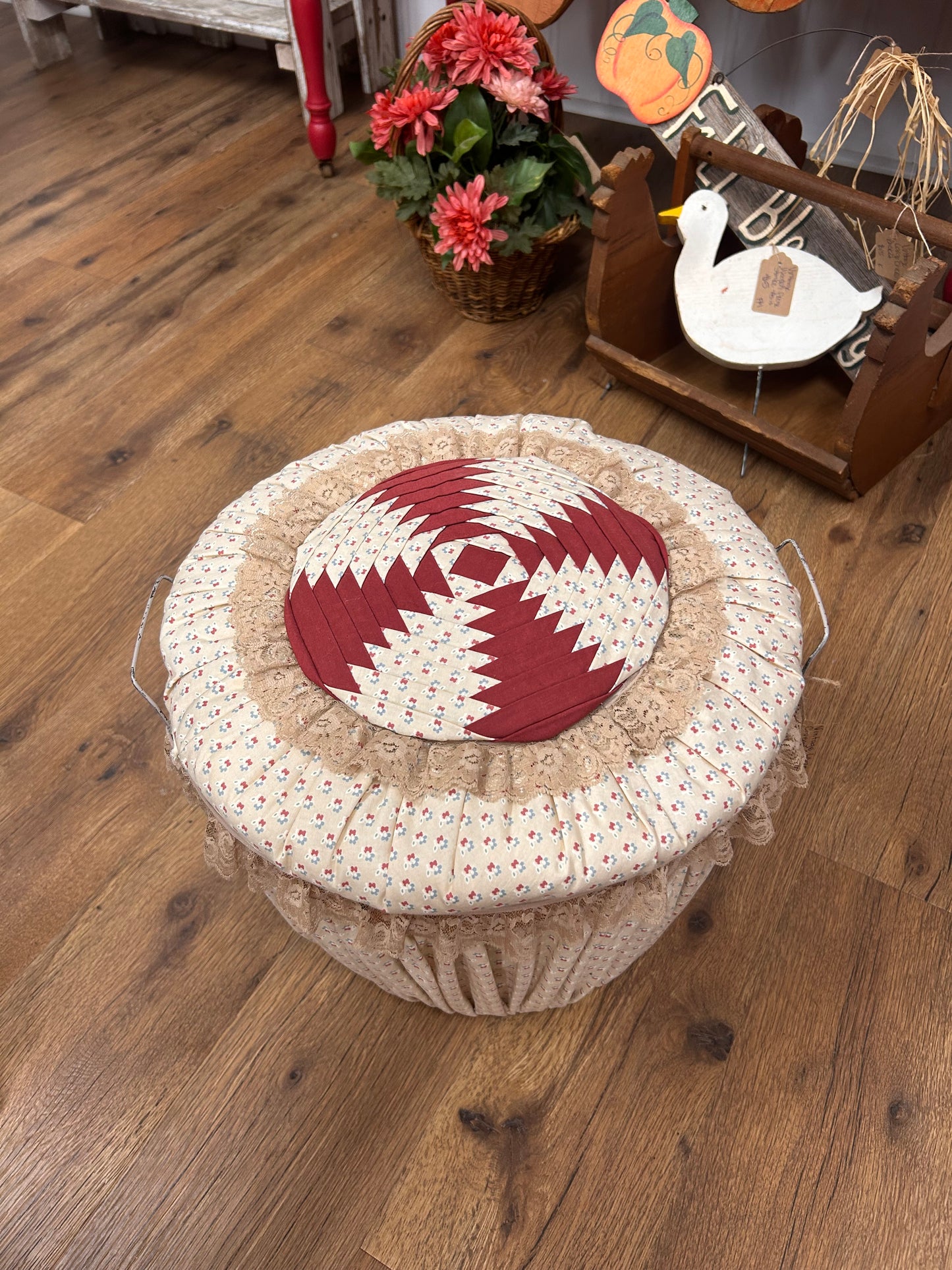 Vintage Large Covered Basket With Lid - Local Pick Up Only