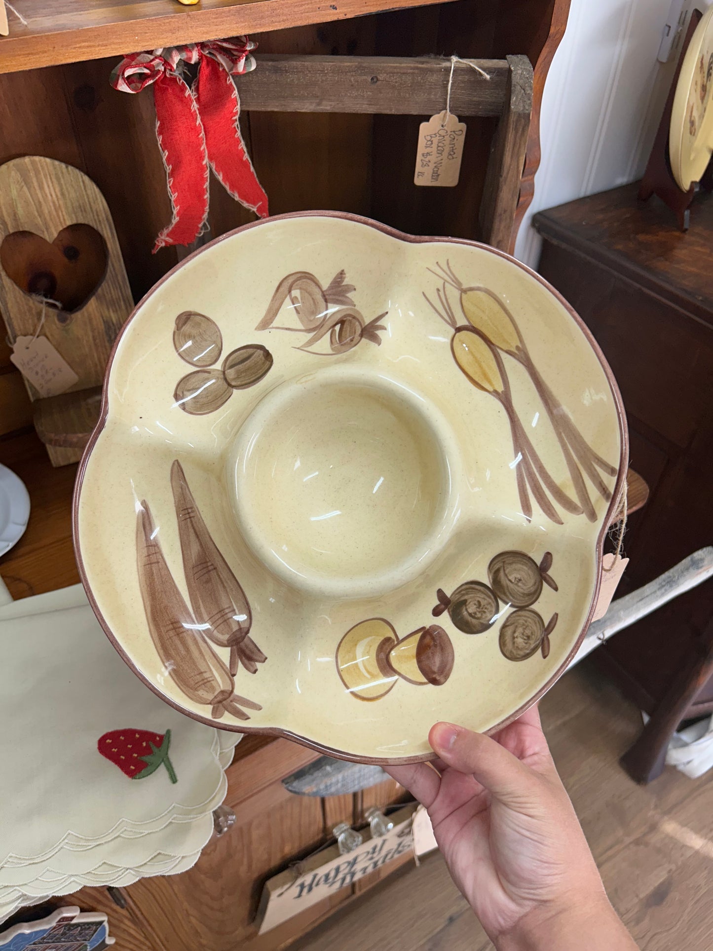 Vintage Vegetable & Dip Server