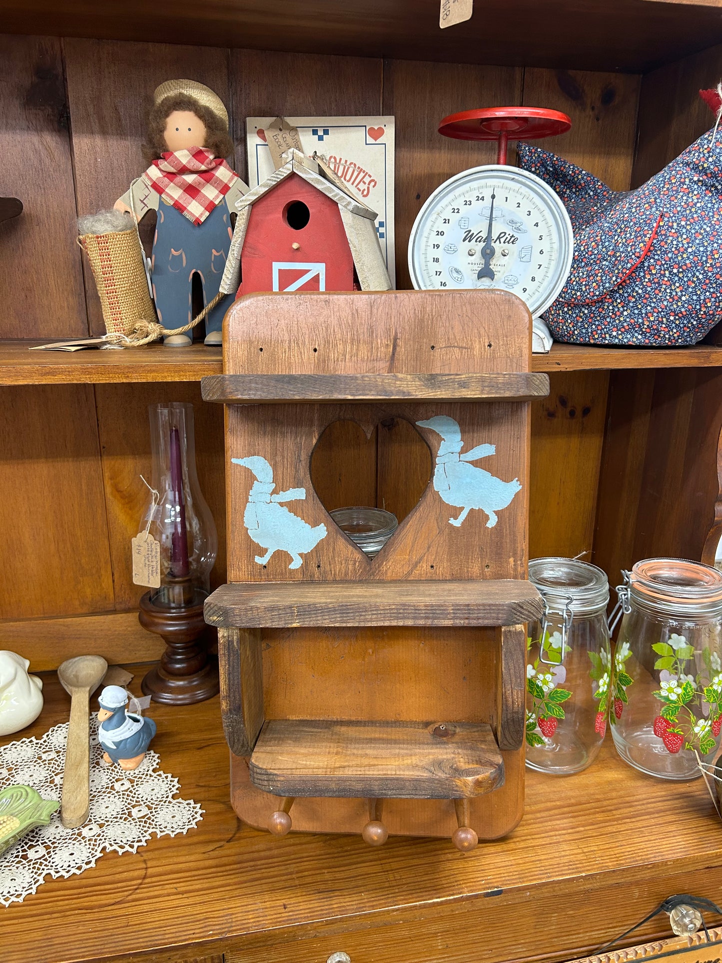 Handmade Wooden Heart/Goose Shelf