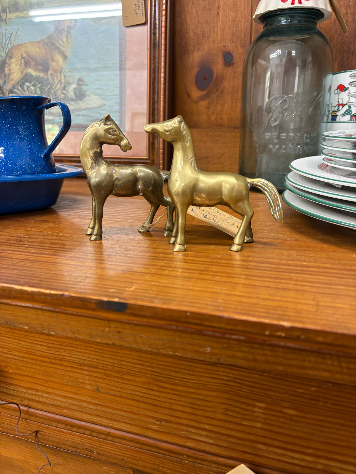 Vintage Brass Horses - Set Of 2