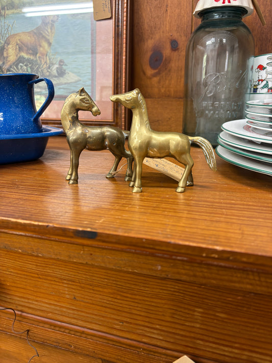 Vintage Brass Horses - Set Of 2