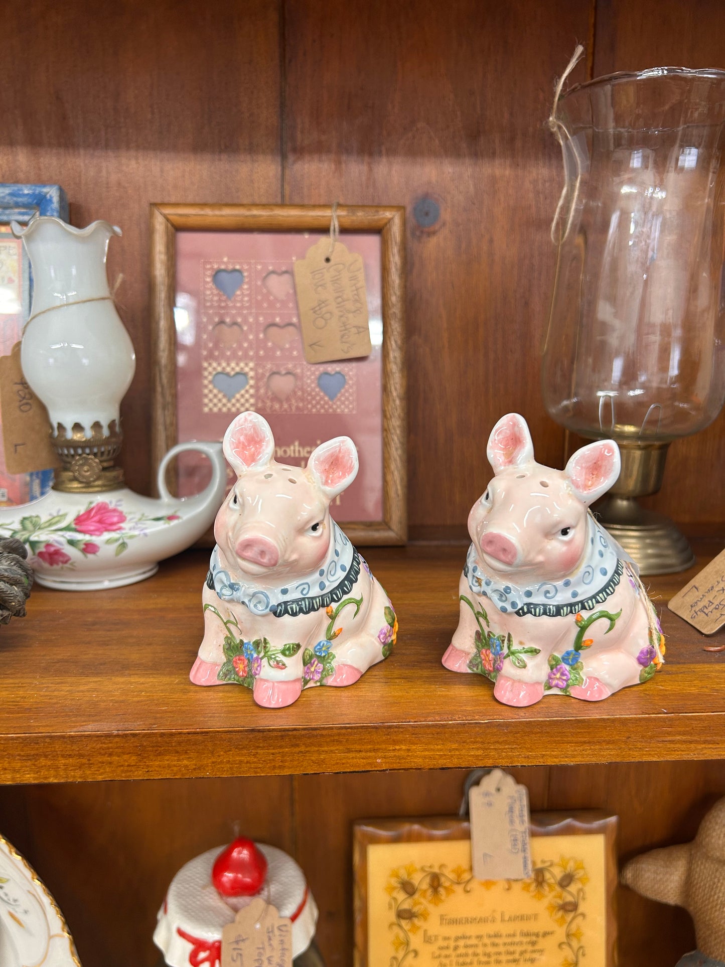 Vintage Floral Pig Salt & Pepper Shakers