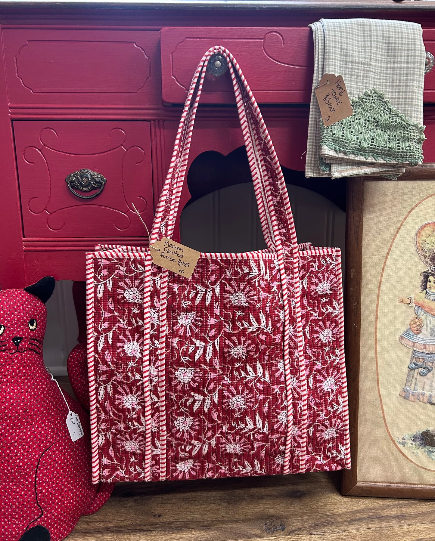 Maroon Quilted Purse