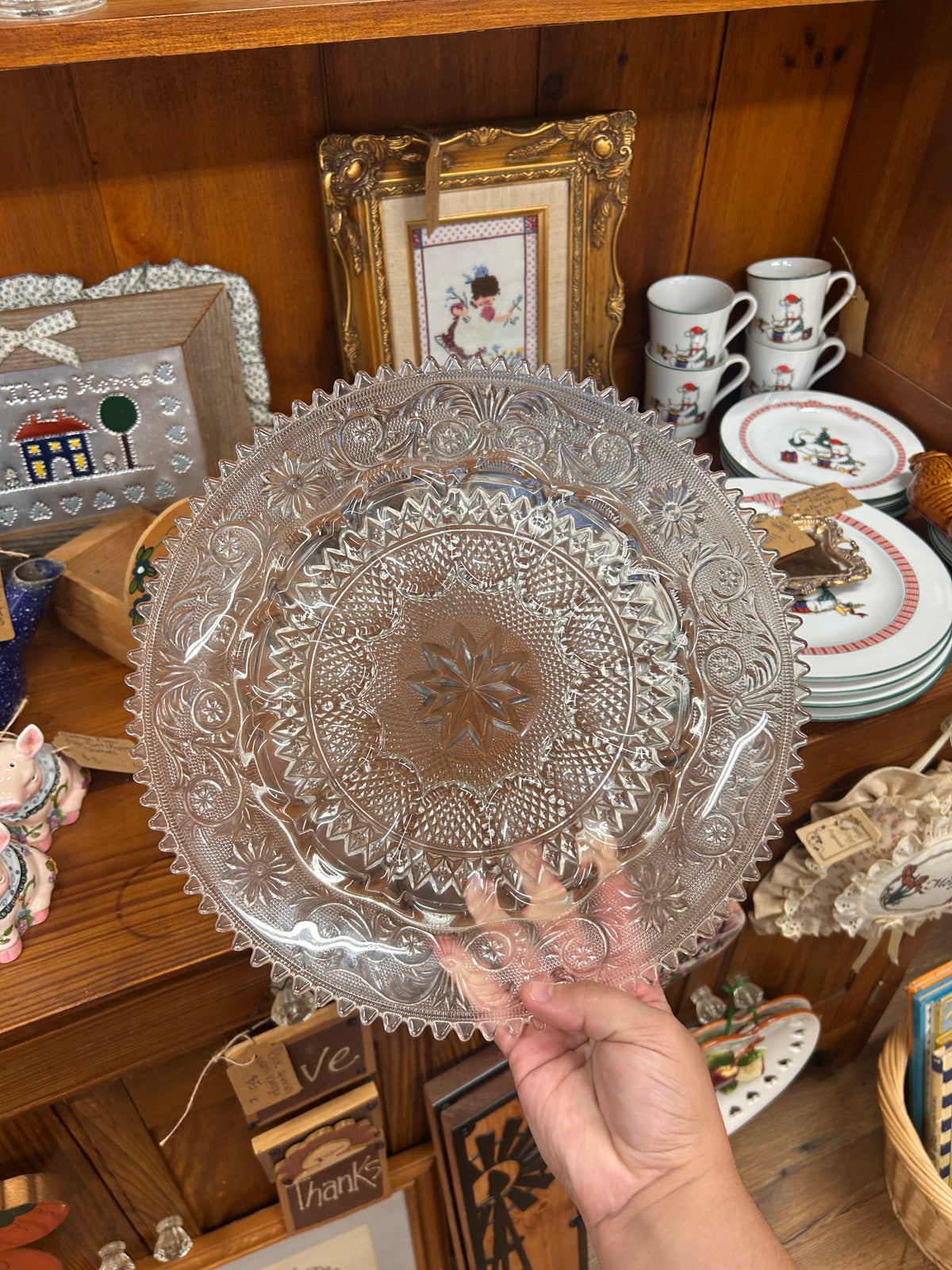 Vintage Crystal Sandwich Glass Deviled Egg Plate