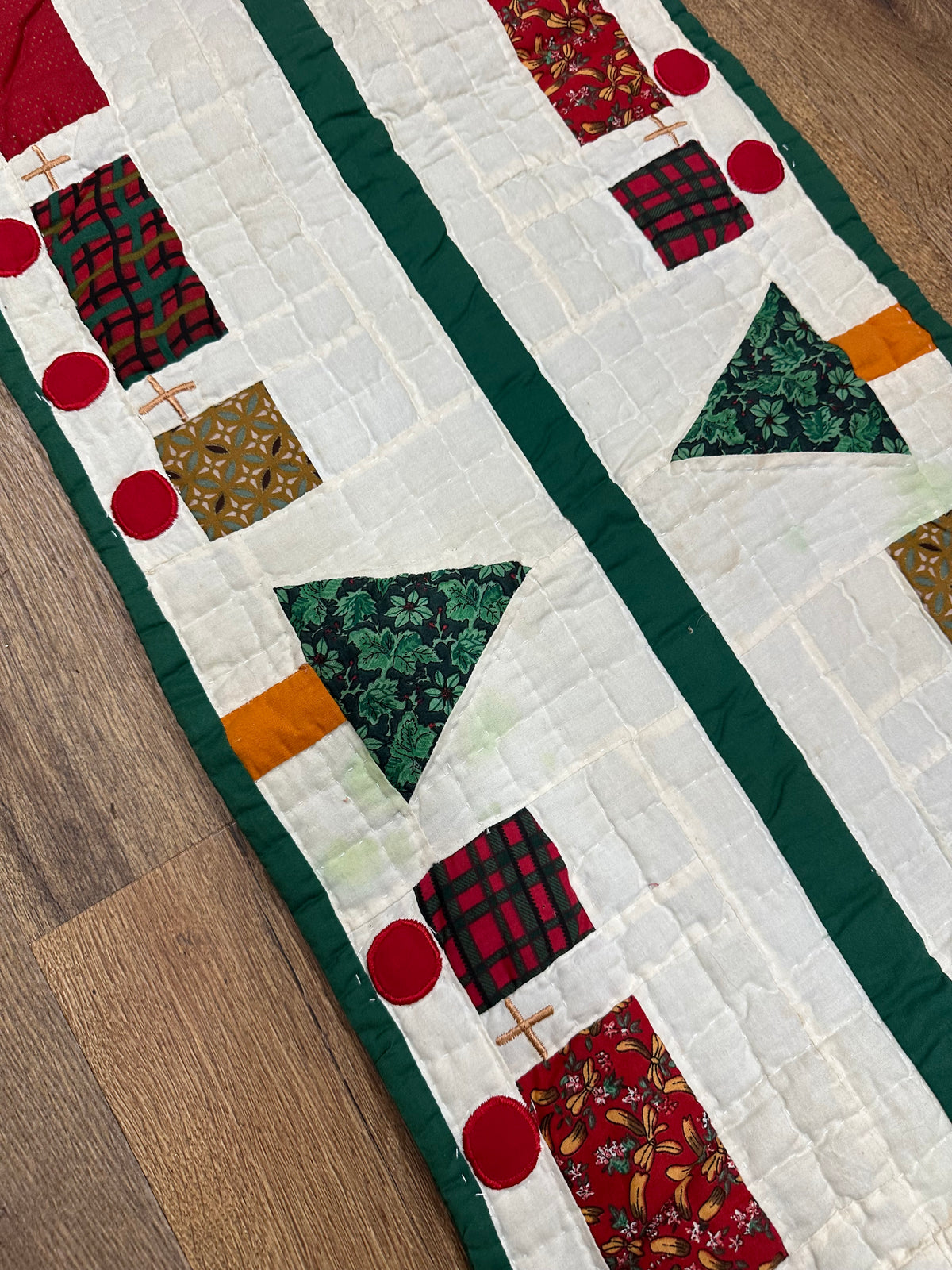 Vintage Quilted Christmas Table Runner - As Is