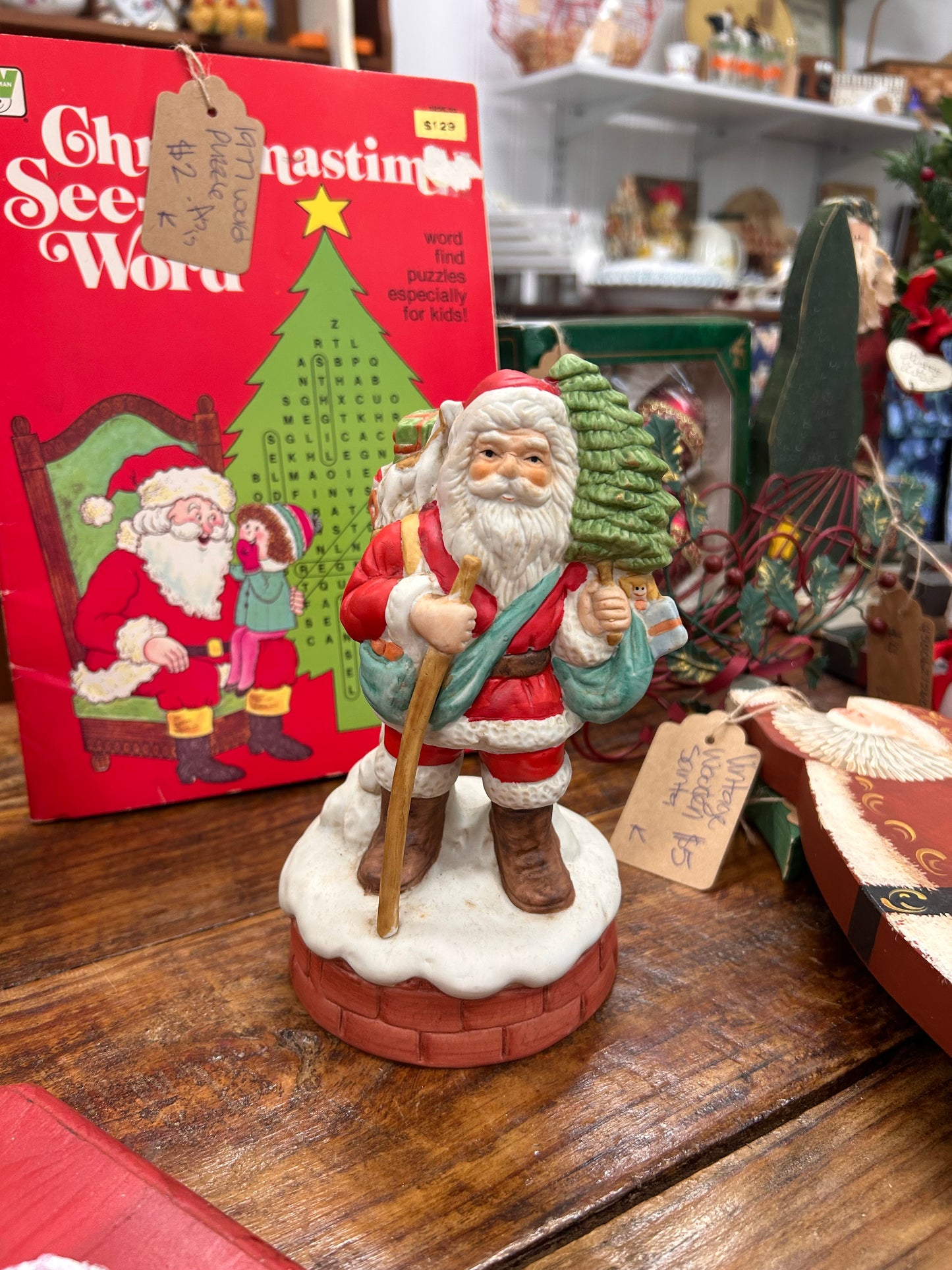 Vintage Santa With Tree & Bag