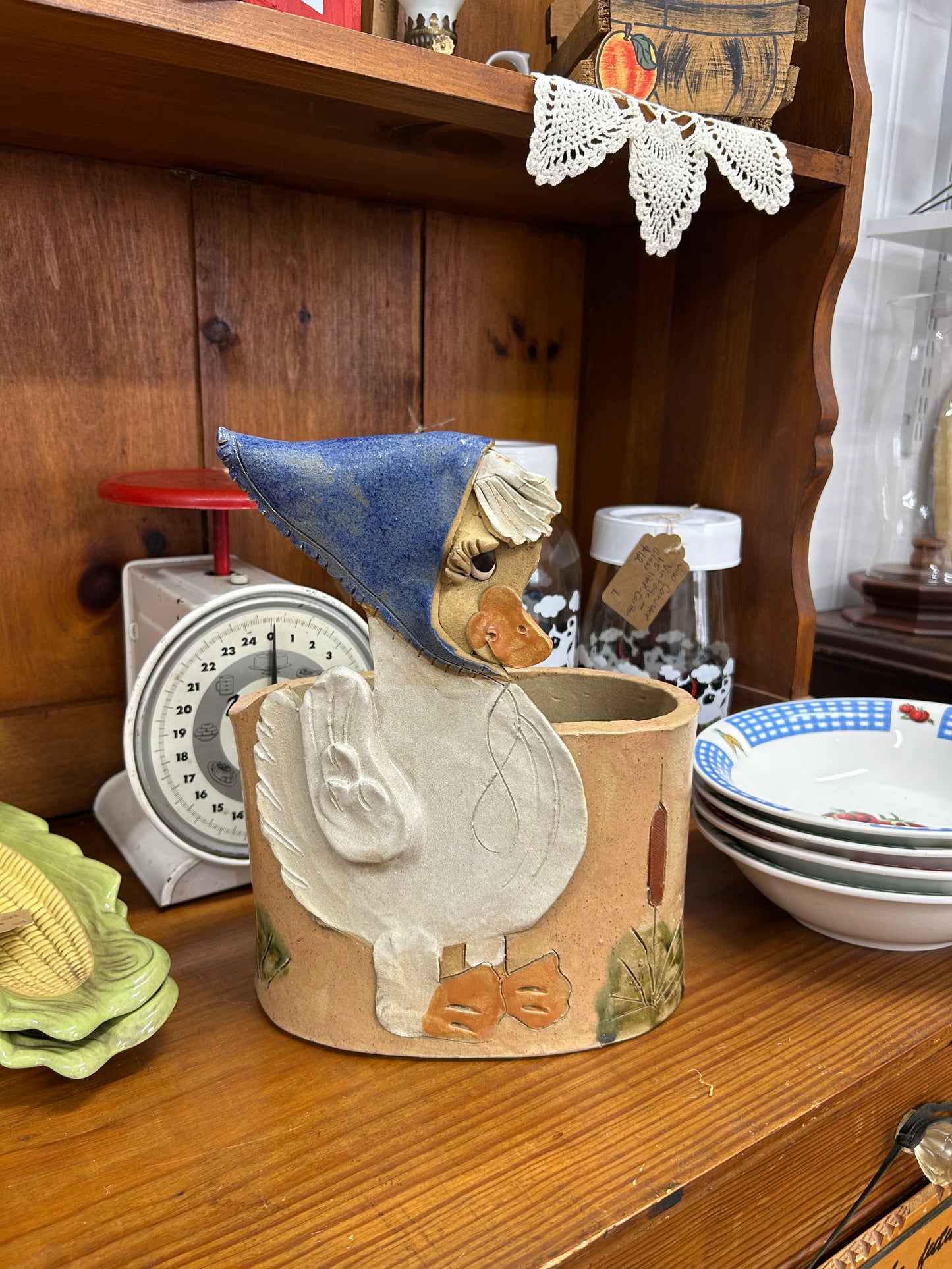 Vintage Goose With Bonnet Planter - Local Pickup Only