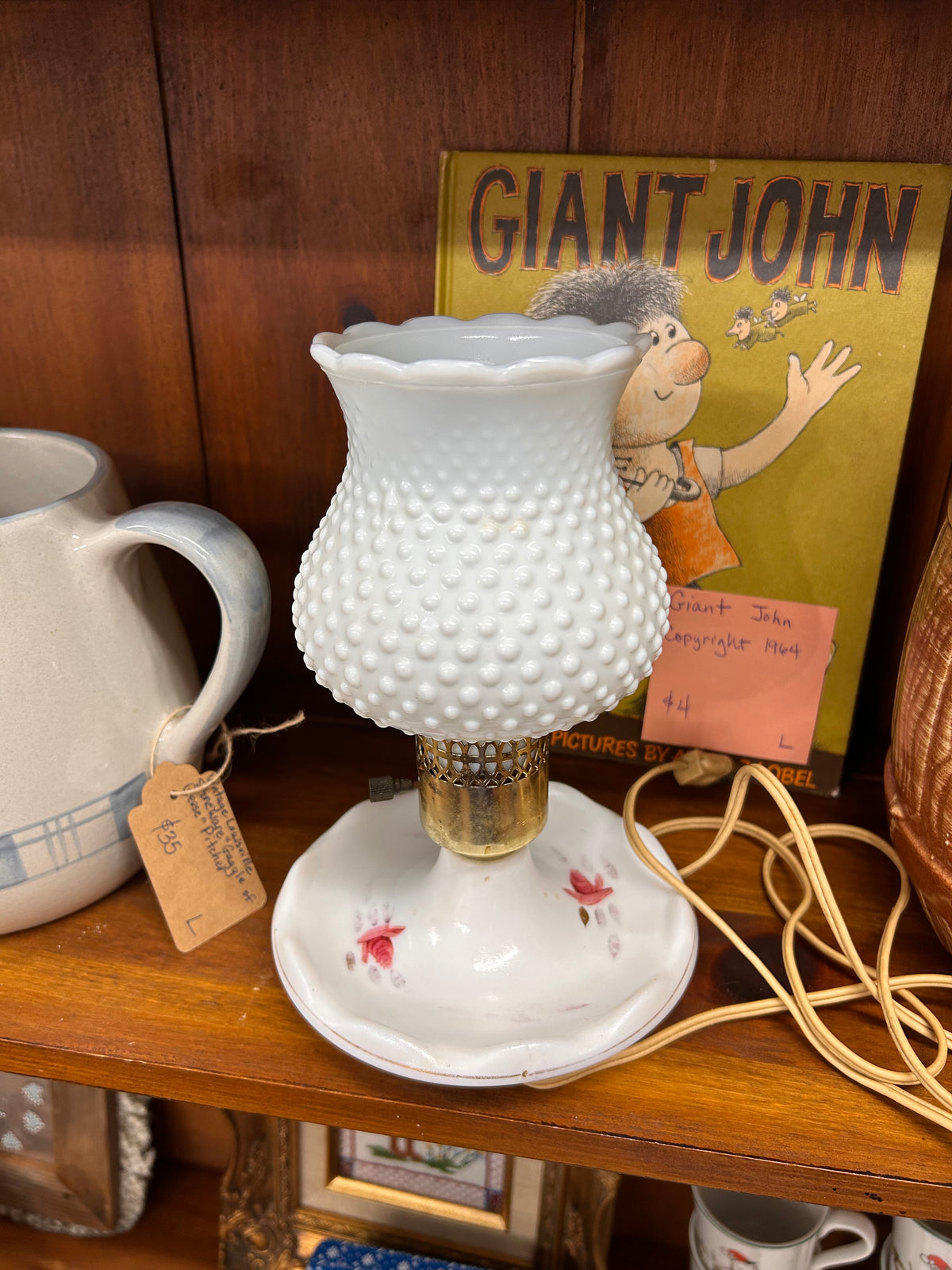 Vintage Milk Glass Lamp - Works!