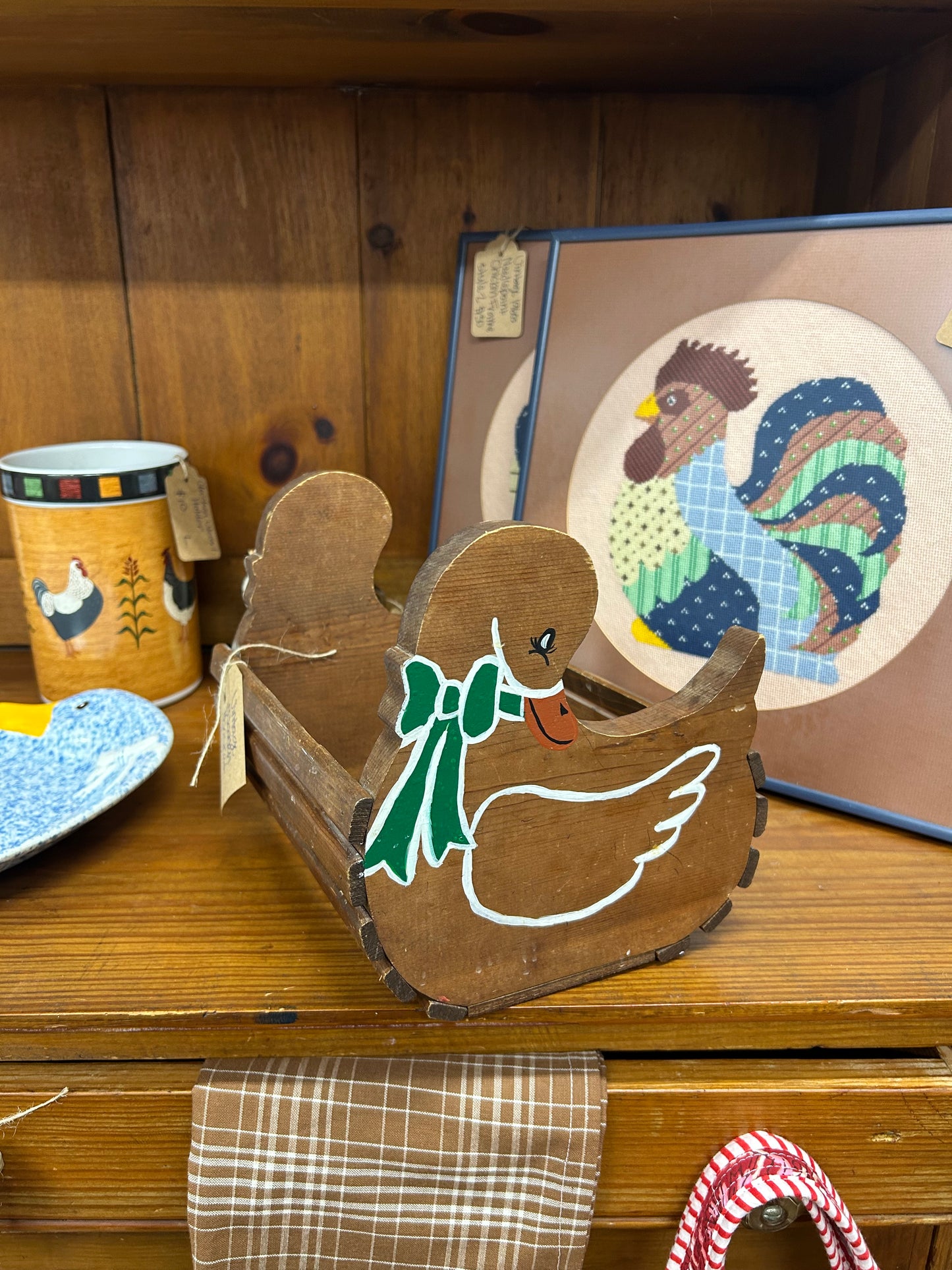 Vintage Wooden Duck Basket