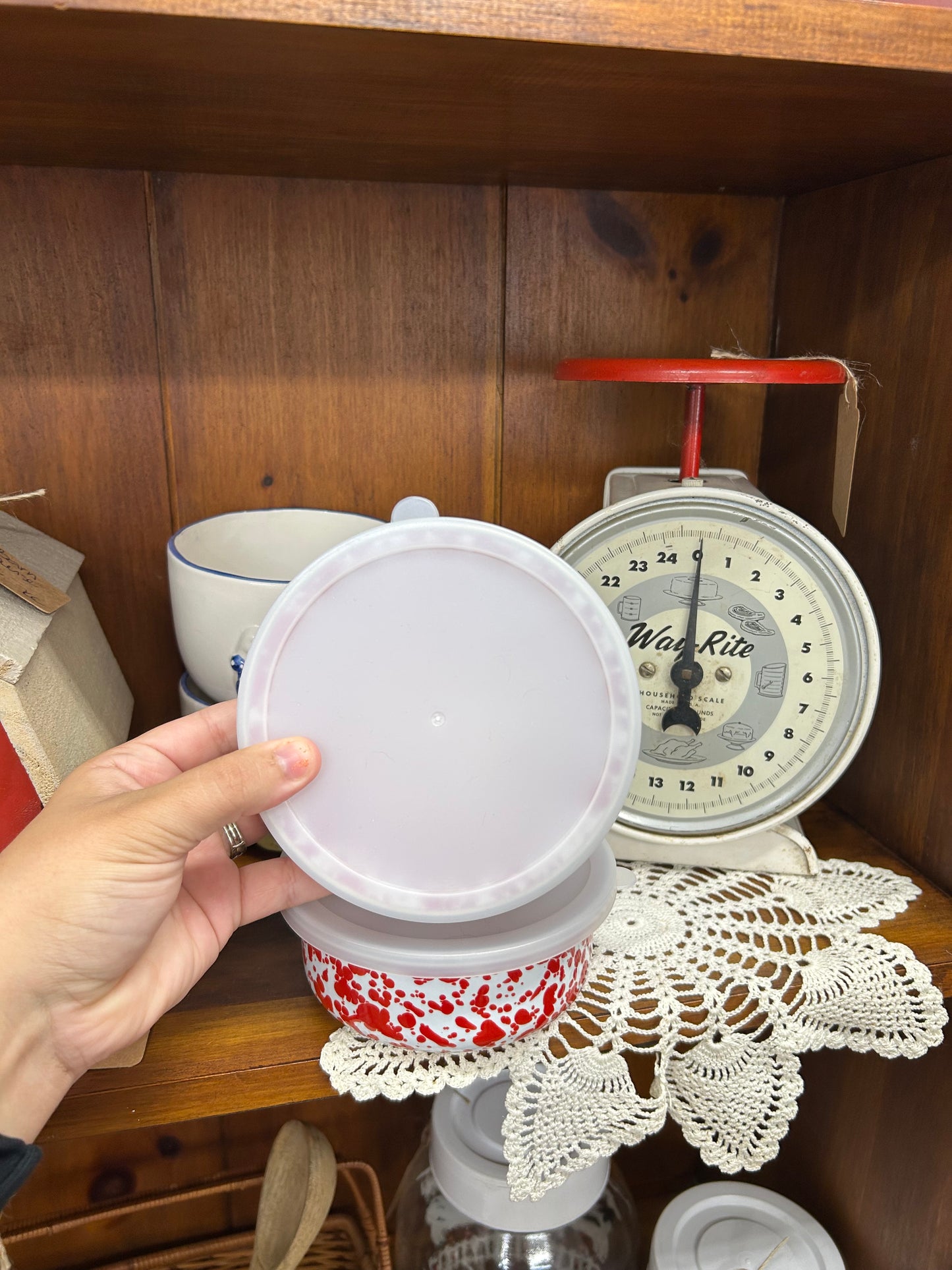 Red Splatterware Food Containers - Set Of 2 - NEW