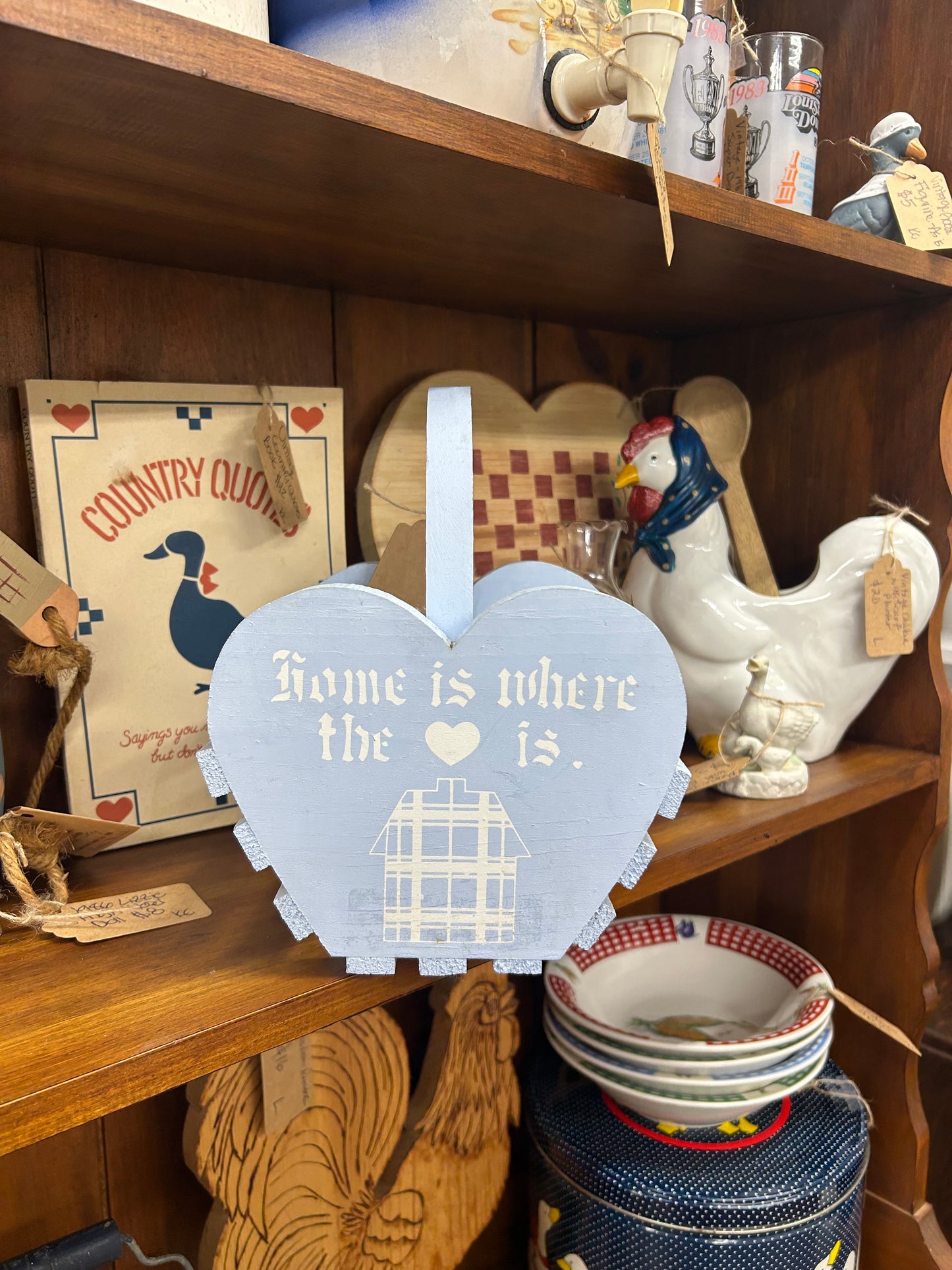 Vintage Home Is Where The Heart Is Wooden Basket